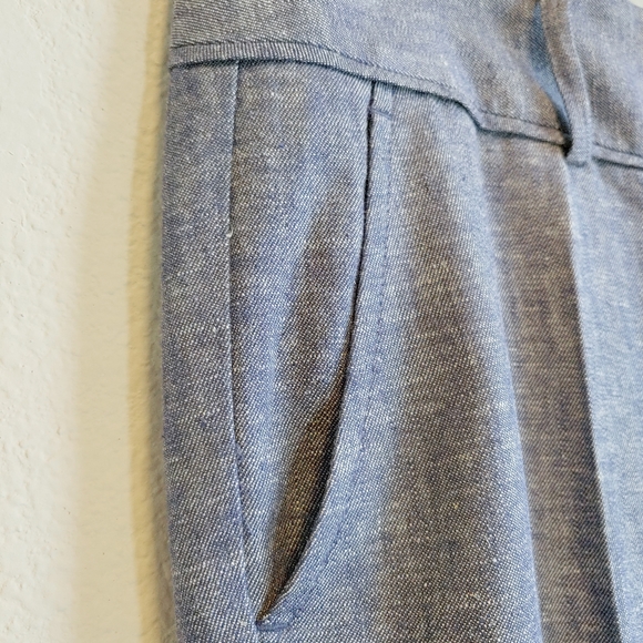 LOFT Blue Marisa Trousers Wide-Leg Linen Blend - Picture 4 of 11